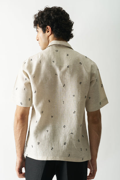 IT'S ALL ABOUT NUMBERS - HAND EMBROIDERED PURE LINEN SHIRT