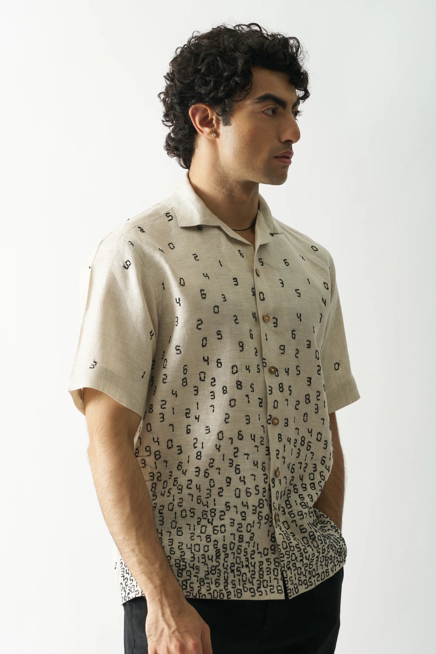 IT'S ALL ABOUT NUMBERS - HAND EMBROIDERED PURE LINEN SHIRT