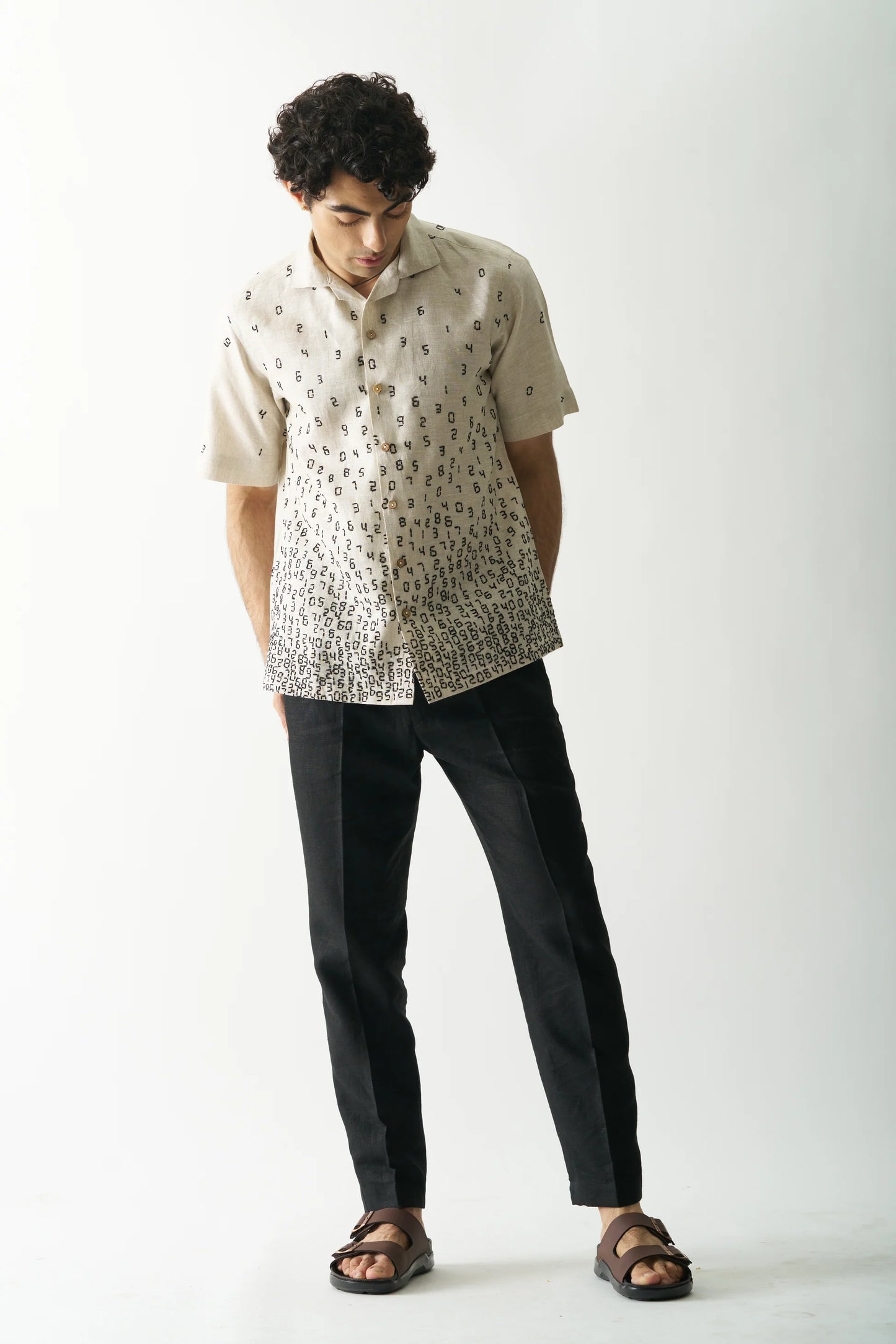 IT'S ALL ABOUT NUMBERS - HAND EMBROIDERED PURE LINEN SHIRT