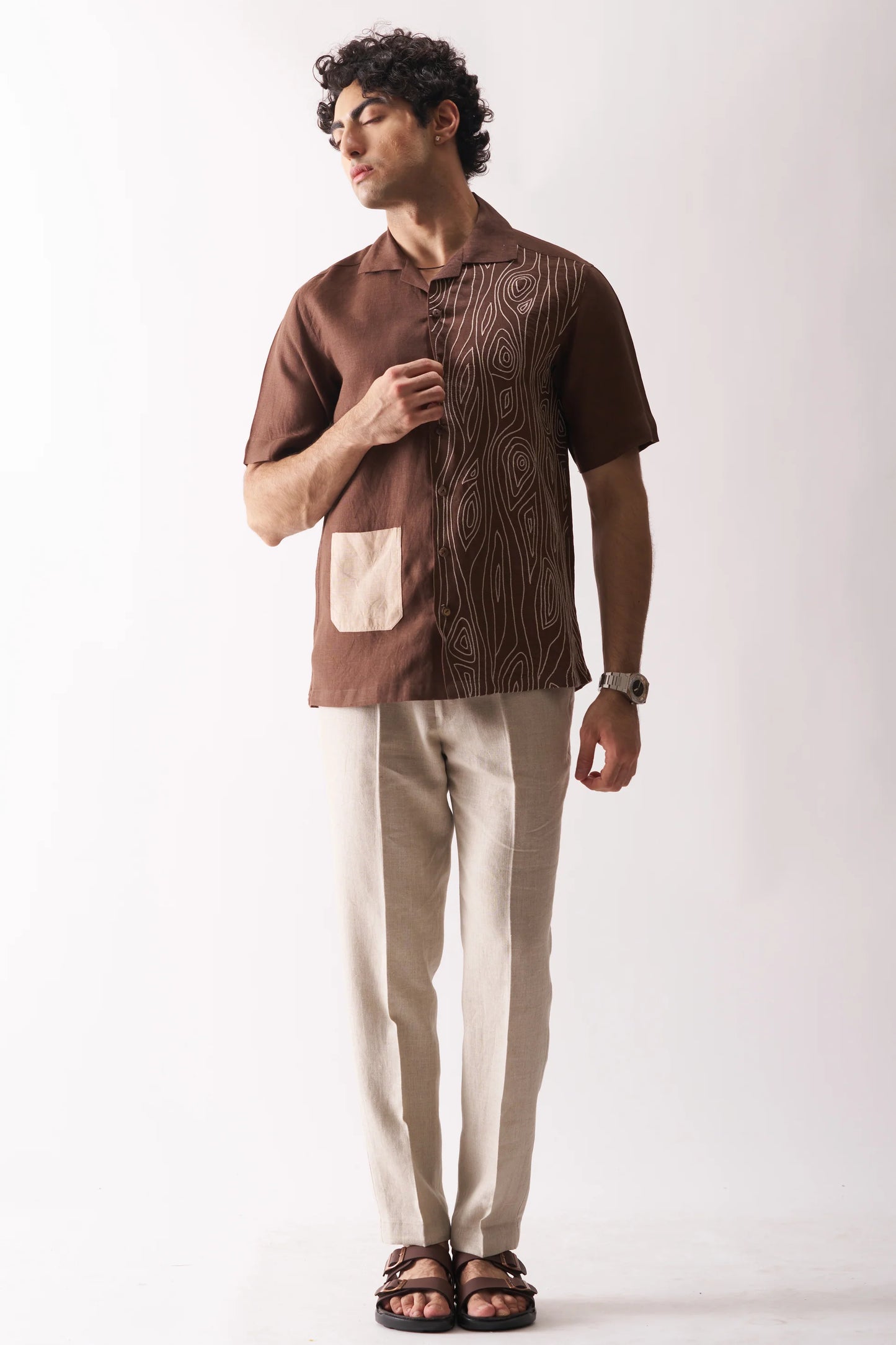 WOODLAND BREEZE - HAND EMBROIDERED PURE LINEN SHIRT