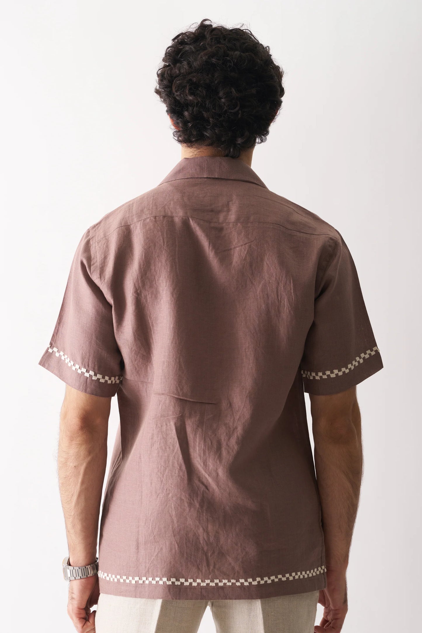 DEER'S DELIGHT - HAND EMBROIDERED PURE LINEN SHIRT