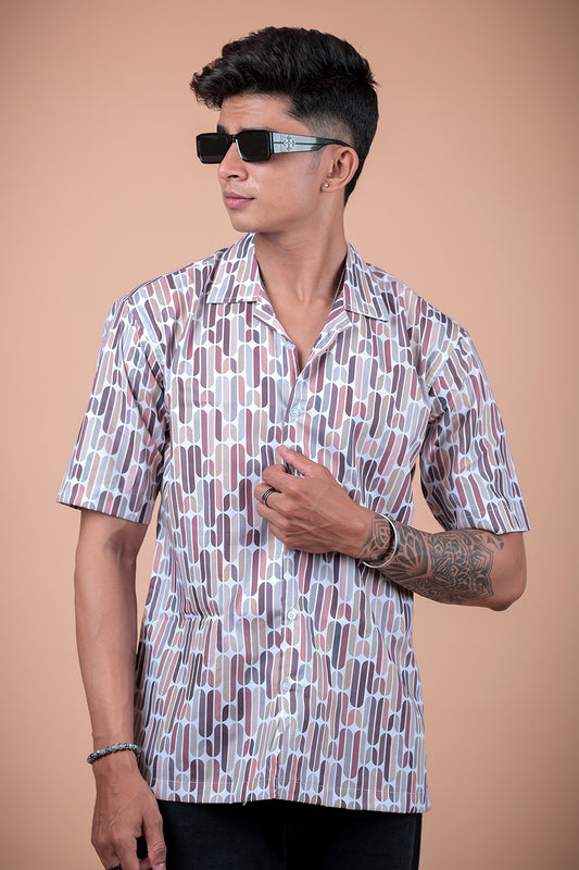 Off White Printed Half Sleeve Shirt