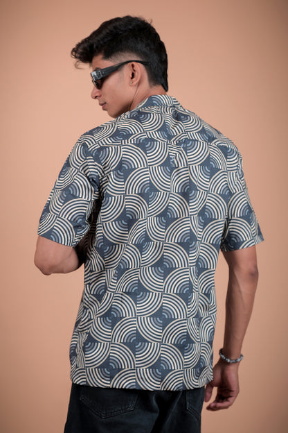 Grey Blocks Printed Half Sleeve Shirt