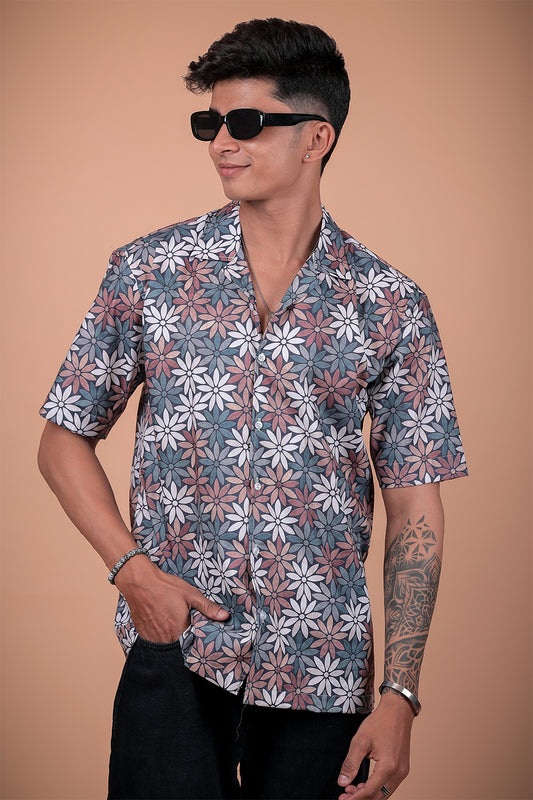 Multicolor Flower Printed Half Sleeve Shirt