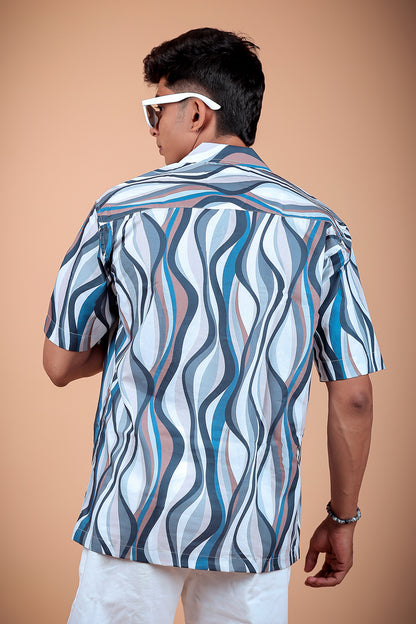 Blue Wave Printed Half Sleeve Shirt