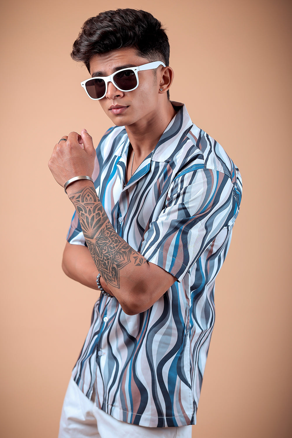 Blue Wave Printed Half Sleeve Shirt