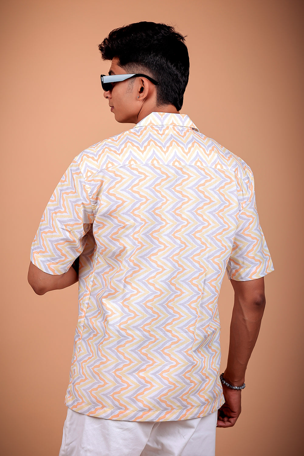 Yellow Wave Printed Half Sleeve Shirt