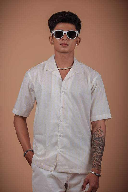 Off White Printed Half Sleeve Shirt