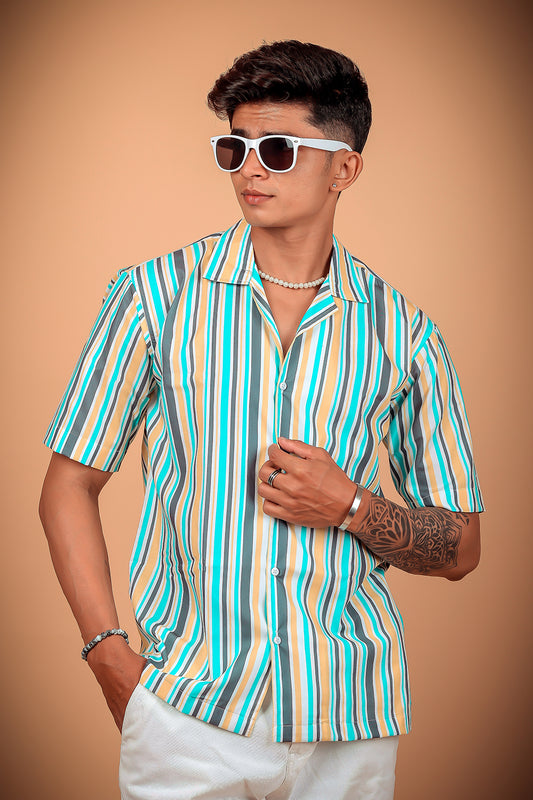 Multi Color Striped Printed Half Sleeve Shirt