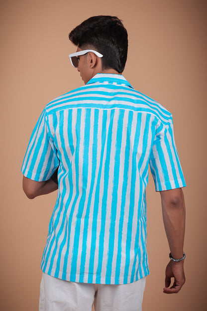 Sky Blue Printed Half Sleeve Shirt