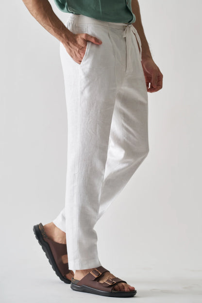 WHITE - PURE LINEN CASUAL PANT