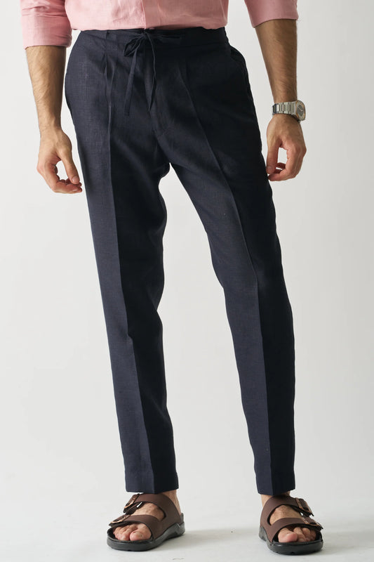 NAVY BLUE - PURE LINEN CASUAL PANT