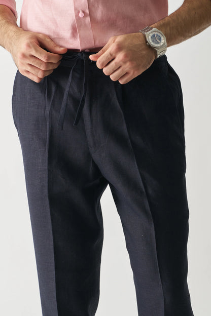 NAVY BLUE - PURE LINEN CASUAL PANT