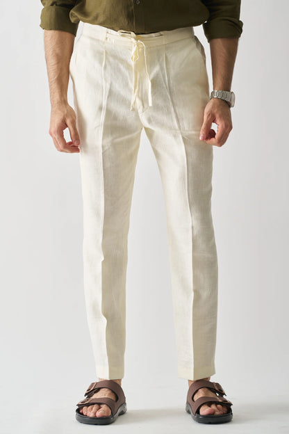 CREAM - PURE LINEN CASUAL PANT