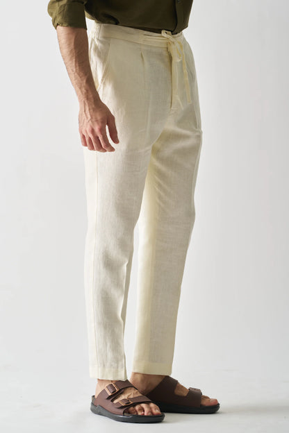 CREAM - PURE LINEN CASUAL PANT