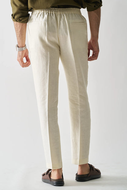 CREAM - PURE LINEN CASUAL PANT