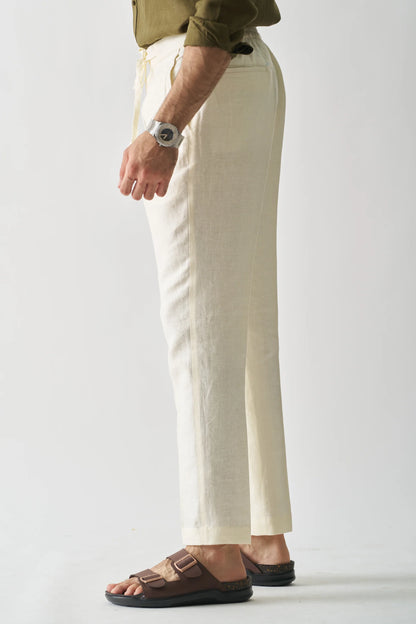 CREAM - PURE LINEN CASUAL PANT