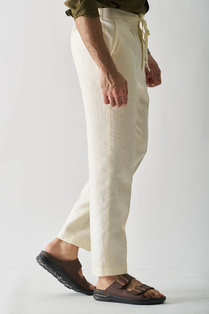 CREAM - PURE LINEN CASUAL PANT